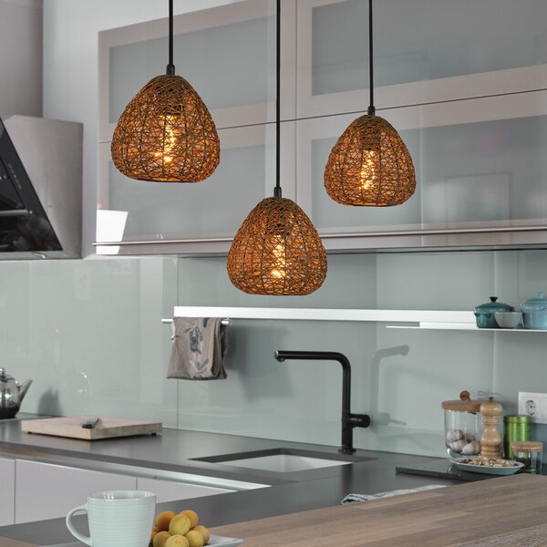 OSRAM viseča svetilka Decor Paper Drop, 3-žarnica, dolga, bež, E27, zatemnjen, Bež, Dnevna soba / jedilnica, Papir / karton, Podeželska hiša / Rustikalna