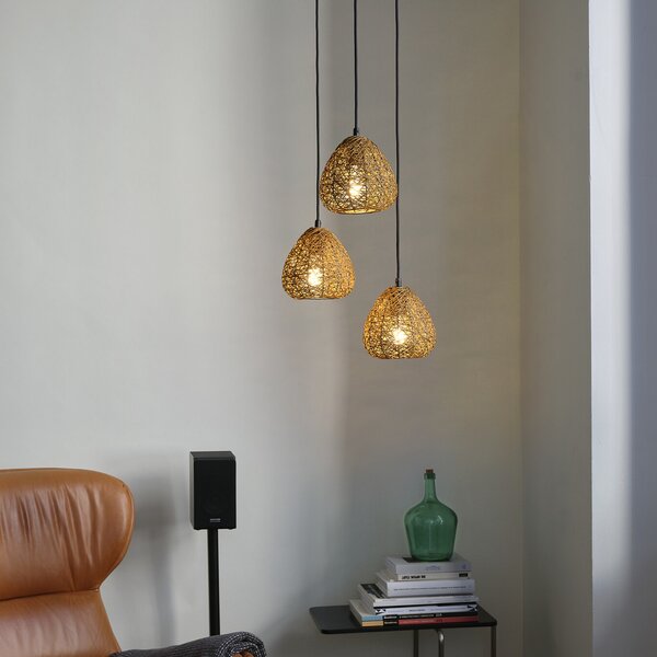 OSRAM viseča svetilka Decor Paper Drop, 3-žarnica, okrogla, bež, E27, zatemnjen, Bež, Dnevna soba / jedilnica, Papir / karton, Podeželska hiša / Rustikalna