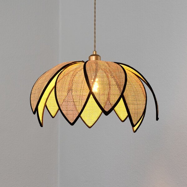 OSRAM viseča svetilka Decor Rattan Lotus, Ø 48 cm, bež, E27, zatemnjen, Bež, Dnevna soba / jedilnica, Les, Sredozemski
