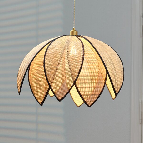 OSRAM viseča svetilka Decor Rattan Lotus, Ø 67 cm, bež, E27, zatemnjen, Bež, Dnevna soba / jedilnica, Les, Sredozemski