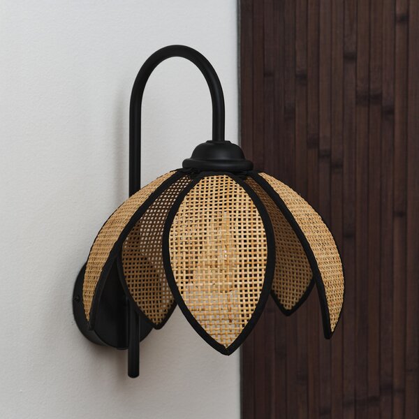 OSRAM stenska svetilka Decor Rattan Lotus, bež/črna, E27, zatemnjen, Bež, Dnevna soba / jedilnica, Les, Sredozemski