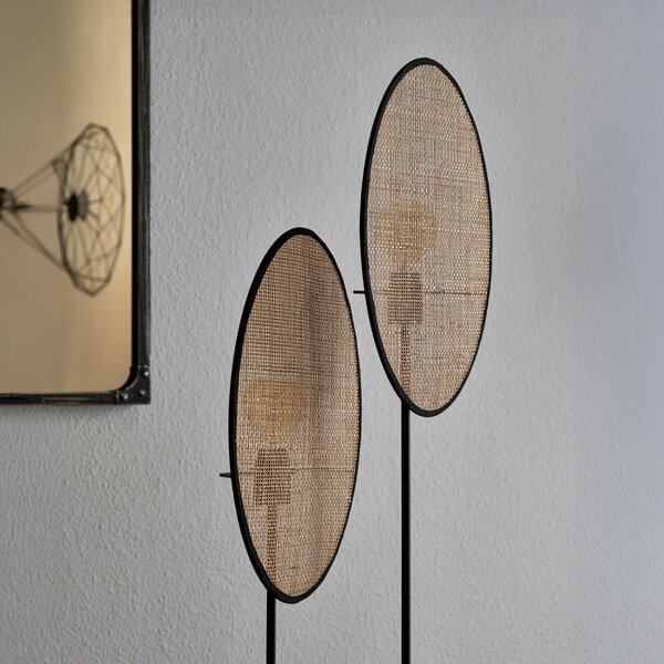 OSRAM Stojna svetilka Decor Rattan Dandelion, 2-žarnica, bež, E27, Bež, Dnevna soba / jedilnica, Les, Sredozemski