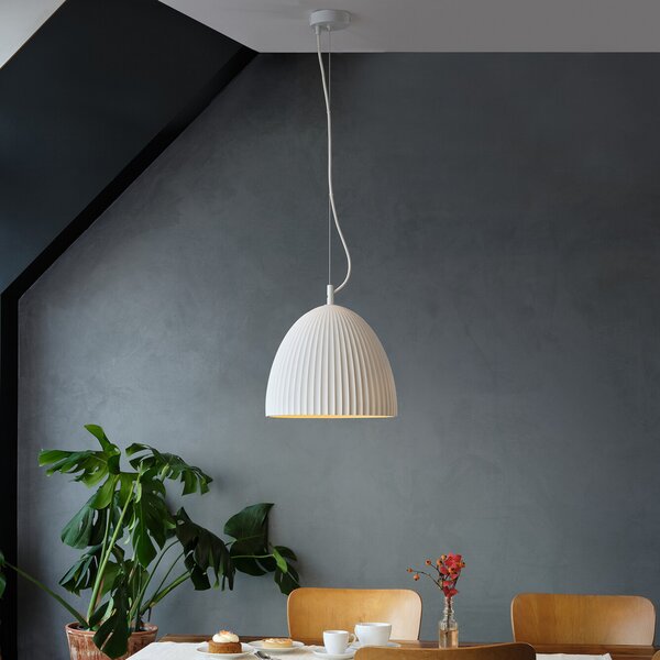 OSRAM viseča svetilka Decor Plaster Routes Bell, bela, sadra, E27, zatemnjen, Bela, Dnevna soba / jedilnica, Mavec/glina
