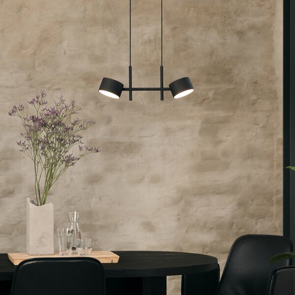OSRAM LED-visoka svetilka Decor Kyoto, 2-svetilna, črna, z možnostjo zatemnitve, zatemnjen, Črna, Dnevna soba / jedilnica, Aluminij, Sodobni
