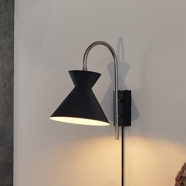 OSRAM stenska svetilka Decor Waist, jeklo, črna, E27, vtič, Črna, Dnevna soba / jedilnica, Kovina, Sodobni