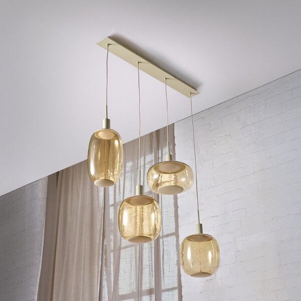 OSRAM viseča svetilka Decor Needle Linear bež, jeklo, 4-fl. E27, zatemnjen, Bež, Dnevna soba / jedilnica, Kovina, Sodobni