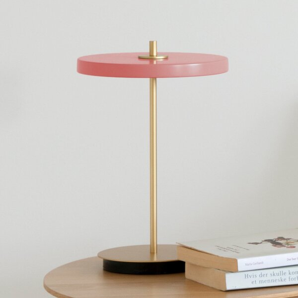 UMAGE LED-akumulatorska namizna svetilka Asteria Move, roza/medenina, 31 cm, zatemnjen, Roza / rosé, Dnevna soba / jedilnica, Kovina, Dizajn