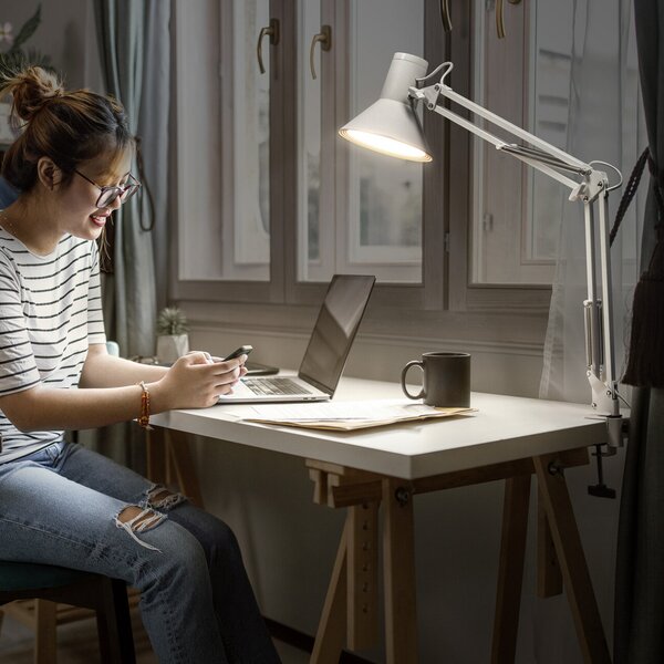 OSRAM LED-svetilka Office Line Desk Retro, bela, 3.000 K, zatemnjen, Bela, Študija / pisarna, Kovina
