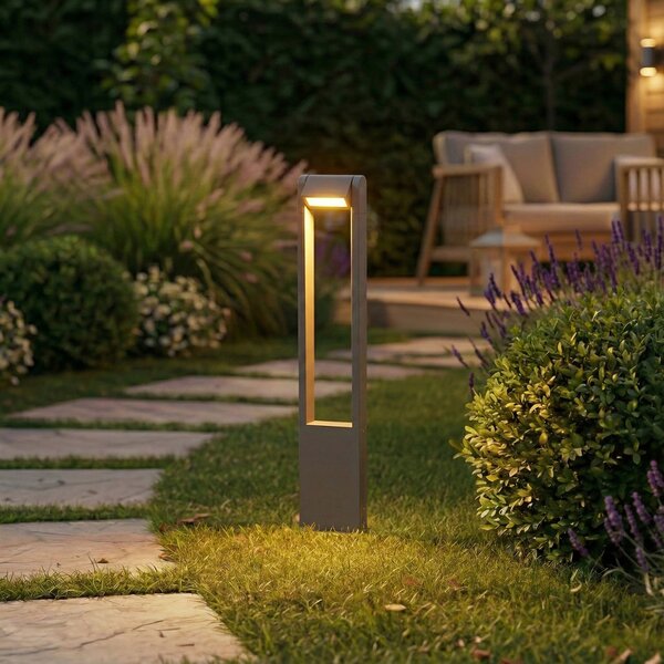 Lindby LED-svetilka Meloni, antracit, 65 cm, IP65, vrtljiva, Črna, Aluminij, Sodobni