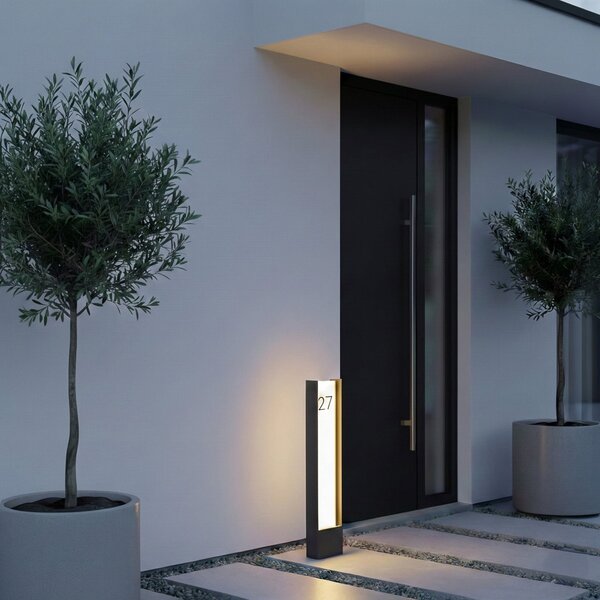 Lindby LED-svetilka Selqa, hišna številka, antracit, IP65, Črna, Kovina, Sodobni