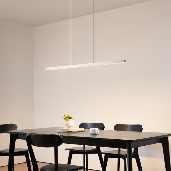 Lucande LED viseča svetilka Solvar, 117 cm, srebrna, CCT, z možnostjo zatemnitve, zatemnjen, Kovinska, Dnevna soba / jedilnica, Kovina, Sodobni
