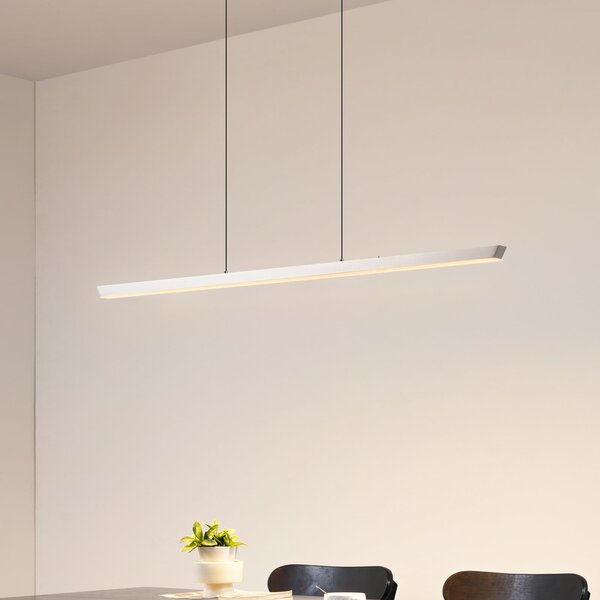 Lucande LED viseča svetilka Solvar, 117 cm, srebrna, CCT, z možnostjo zatemnitve, zatemnjen, Kovinska, Dnevna soba / jedilnica, Kovina, Sodobni