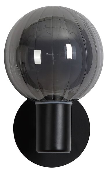 Searchlight Kopalniška stenska svetilka Lumisphere, črna/dimno siva, višina 12 cm, steklo, zatemnjen, Črna, Kopalnica, Steklo