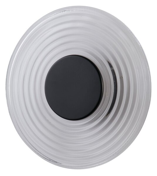 Searchlight LED stenska svetilka Cleo, prosojna/črna mat, Ø 30 cm, steklo, zatemnjen, Prozorna, Dnevna soba / jedilnica, Steklo, Sodobni