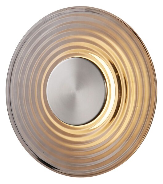 Searchlight LED stenska svetilka Cleo, siva/nikljevo barva, Ø 30 cm, steklo, zatemnjen, Siva, Dnevna soba / jedilnica, Steklo, Sodobni