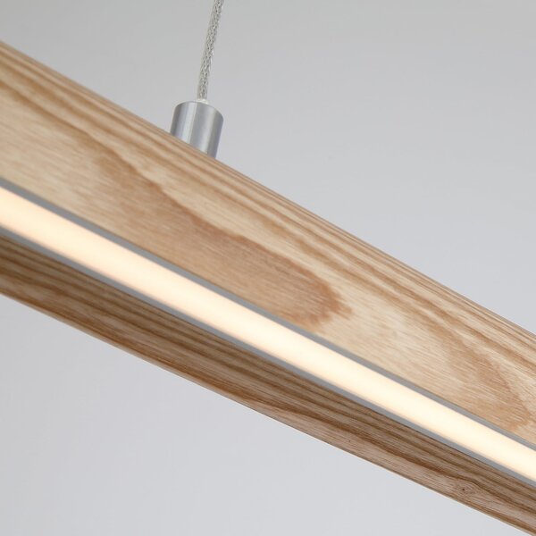 Searchlight LED obesna svetilka Kenzie, dolžina 60 cm, svetlo rjava, les, CCT, zatemnjen, Les, Dnevna soba / jedilnica, Les