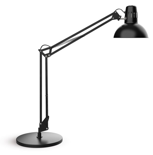 Maul LED namizna svetilka MAULstudy, črna, jeklo, 49 cm, E27, Črna, Študija / pisarna, Kovina