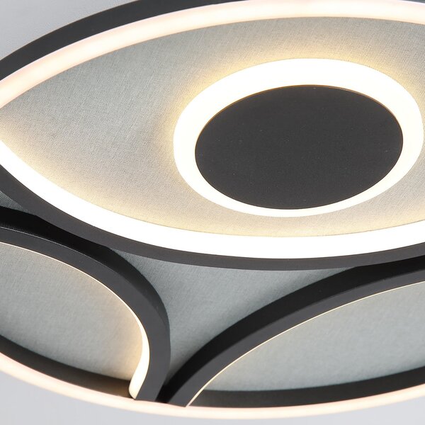 Searchlight LED stropna svetilka Zendisc, motiv polkrog, Ø 39 cm, črna, zatemnjen, Črna, Dnevna soba / jedilnica, Kovina, Sodobni
