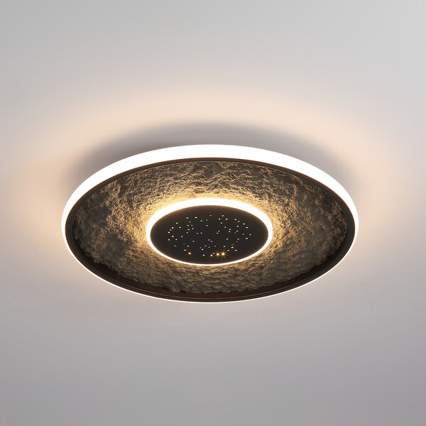 Searchlight LED stropna svetilka Lumadisc, zvezdni učinek, črna, Ø 41 cm, zatemnjen, Črna, Dnevna soba / jedilnica, Kovina, Sodobni
