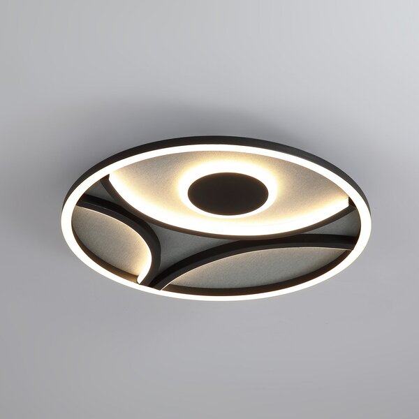 Searchlight LED stropna svetilka Zendisc, motiv polkrog, Ø 39 cm, črna, zatemnjen, Črna, Dnevna soba / jedilnica, Kovina, Sodobni