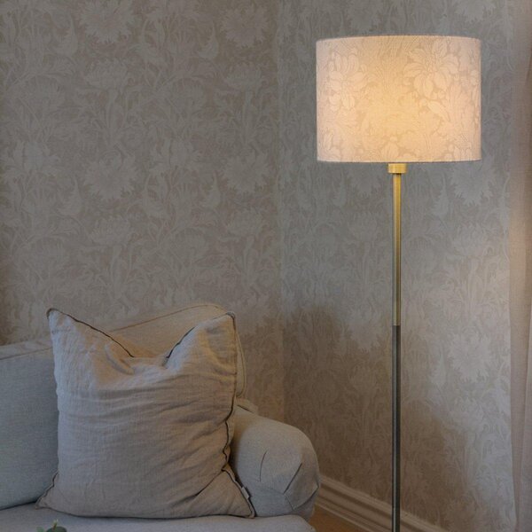 PR Home Stojna svetilka Amy, bež/zlata, višina 150 cm, tekstil, E27, Zlata / medeninasta, Dnevna soba / jedilnica, Tkanine / tekstil