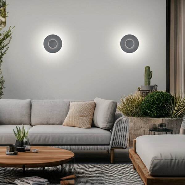 Helestra LED zunanja stenska svetilka BUD 44, brez dimmerja, siva, IP65, Siva, Aluminij, Sodobni