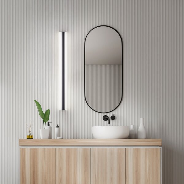 Helestra LED-ogledalo LOOM, dolžina 90 cm, črno, IP44, Črna, Kopalnica, Kovina