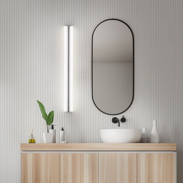 Helestra LED-ogledalo LOOM, dolžina 90 cm, krom, IP44, Kovinska, Kopalnica, Kovina