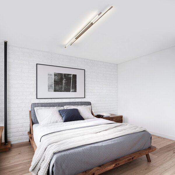 Helestra LED-stropna svetilka LEDA, rjava, dolžina 150 cm, z možnostjo, zatemnjen, Rjava / rjasta, Študija / pisarna, Aluminij