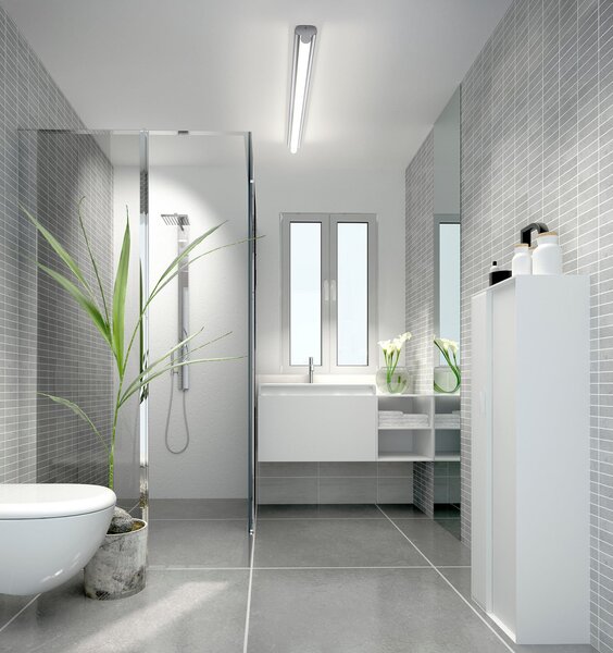 Helestra LED-ogledalo LOOM 2, dolžina 120 cm, IP44, CCT, Kovinska, Kopalnica, Plastika