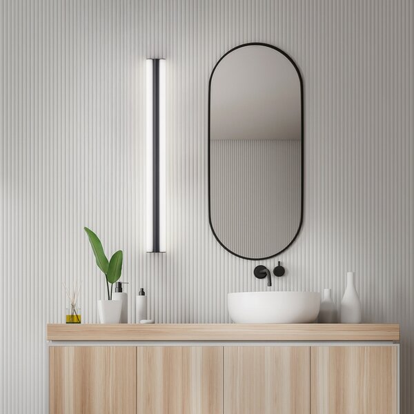 Helestra LED-ogledalo LOOM, dolžina 120 cm, črno, IP44, Črna, Kopalnica, Kovina