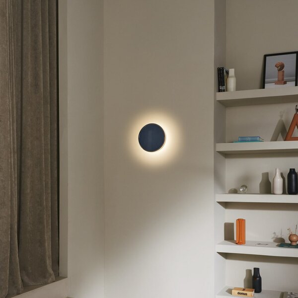 MARSET LED stenska svetilka Caramel, modra, Ø 38 cm, TRIAC, steklo, zatemnjen, Modra, Dnevna soba / jedilnica, Steklo, Dizajn