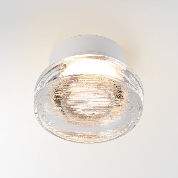 MARSET LED zunanja stenska svetilka Roc, Ø 17 cm, bela/prosojna, zatemnjen, Bela, Aluminij, Dizajn