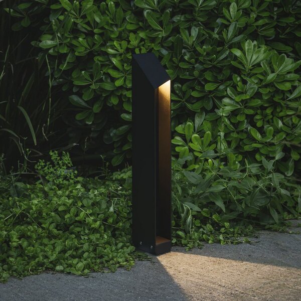 MARSET LED-sokel Domus, višina 55 cm, črn, aluminij, zatemnjen, Črna, Aluminij, Dizajn