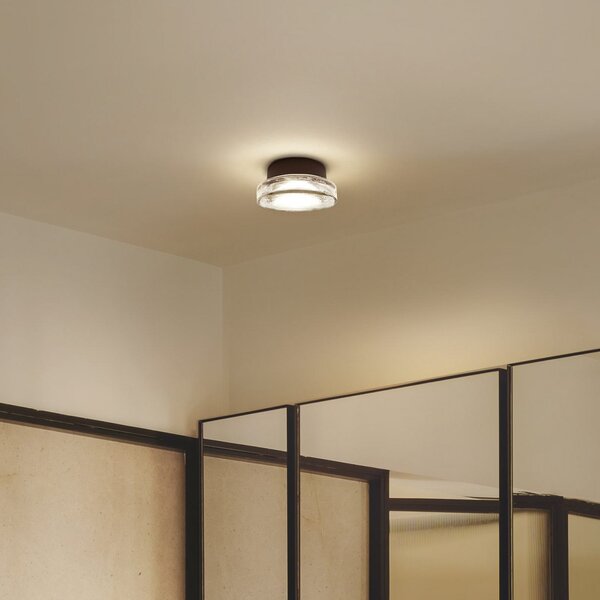 MARSET LED zunanja stenska svetilka Roc, Ø 17 cm, črna/prosojna, zatemnjen, Črna, Aluminij, Dizajn