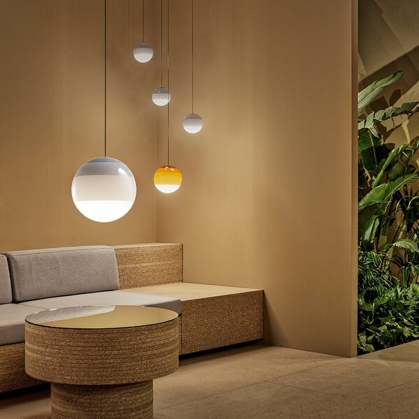 MARSET LED viseča svetilka Dipping Light Ø 13 cm bela, zatemnjen, Bela, Dnevna soba / jedilnica, Steklo, Dizajn, Globus
