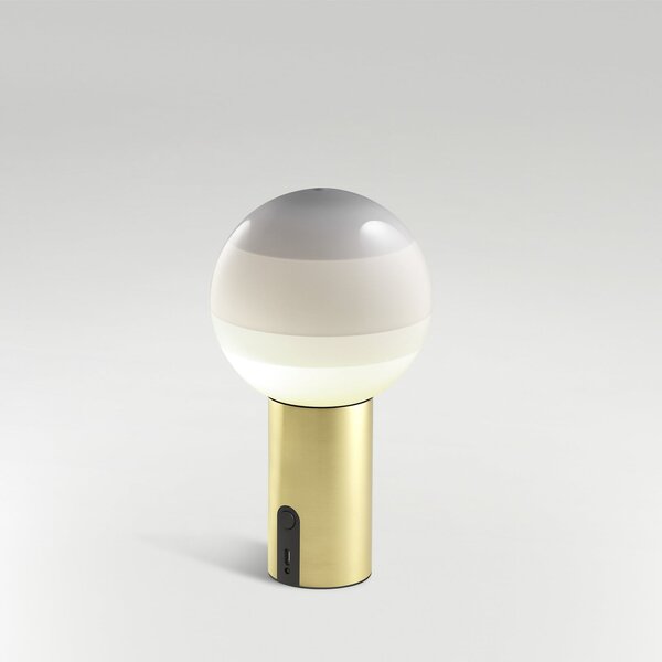 MARSET Akku-Tischlampe Dipping Light, dimmbar bela/medenina, zatemnjen, Bela, Dnevna soba / jedilnica, Steklo, Dizajn