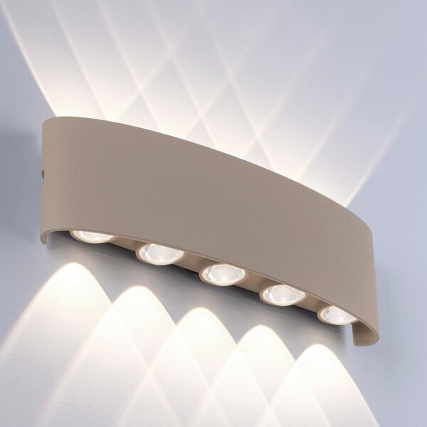 Paul Neuhaus LED zunanja stenska svetilka Carlo, 27 cm, peščena barva, Bež, Aluminij, Sodobni