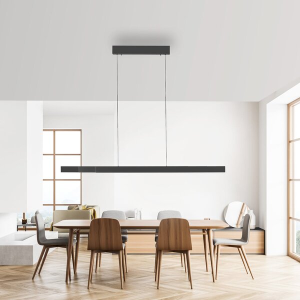 Paul Neuhaus LED viseča svetilka Adriana Square, siva, navzgor/navzdol, zatemnjen, Siva, Dnevna soba / jedilnica, Aluminij, Sodobni