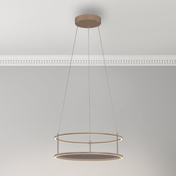 Paul Neuhaus LED-visoka svetilka Conni znamke Neuhaus, peščene barve, Ø 50 cm, zatemnjen, Bež, Dnevna soba / jedilnica, Kovina, Sodobni