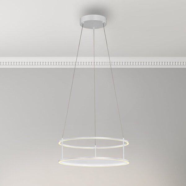 Paul Neuhaus LED-visoka lampa Conni znamke Neuhaus, bela, premer 50 cm, zatemnjen, Bela, Dnevna soba / jedilnica, Kovina, Sodobni
