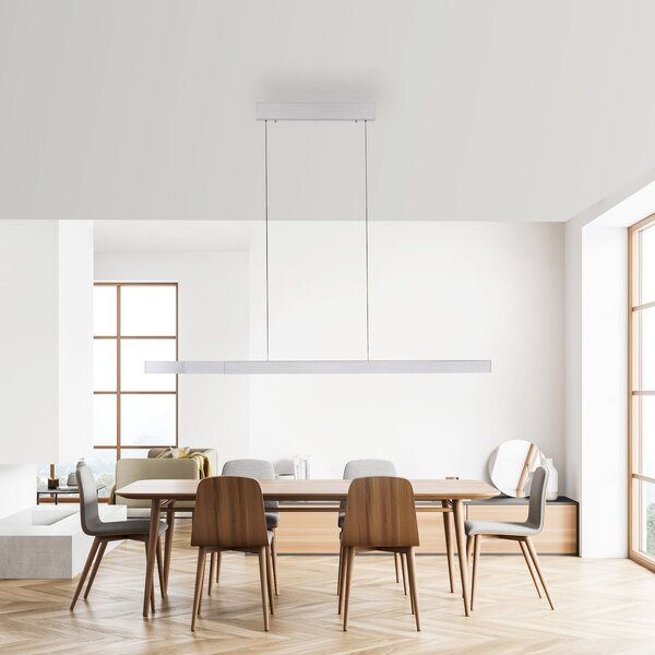 Paul Neuhaus LED viseča svetilka Adriana Square, aluminij, navzgor/navzdol, zatemnjen, Kovinska, Dnevna soba / jedilnica, Aluminij, Sodobni
