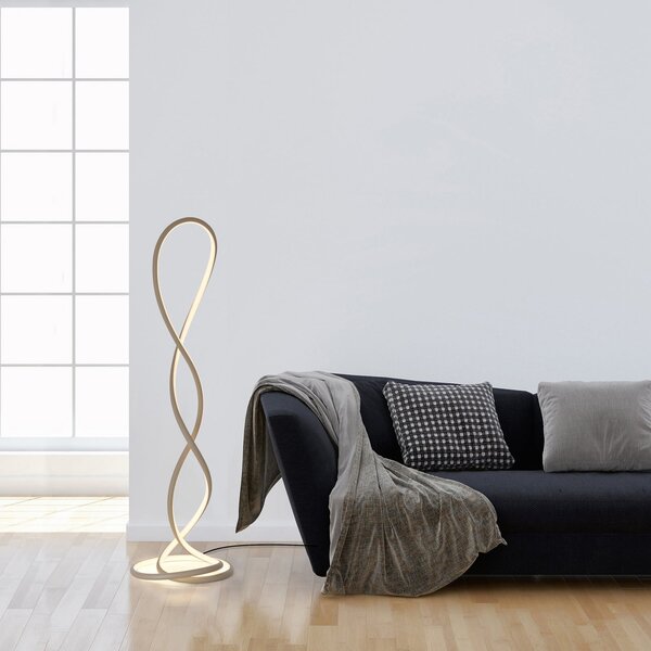 Paul Neuhaus LED-stoječa svetilka Twist, peščene barve, višina 143 cm, zatemnjen, Bež, Dnevna soba / jedilnica, Aluminij, Sodobni