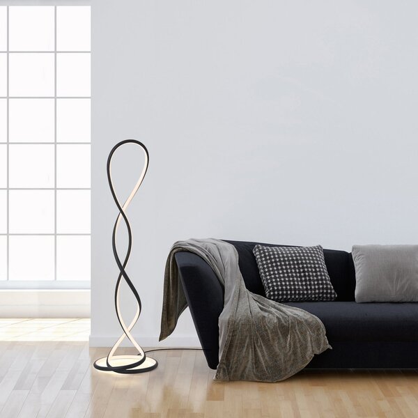 Paul Neuhaus LED-stoječa svetilka Twist, črna, višina 143 cm, zatemnjen, Črna, Dnevna soba / jedilnica, Aluminij, Sodobni