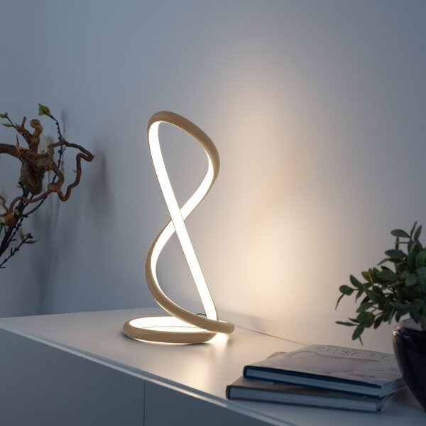 Paul Neuhaus LED namizna svetilka Twist, peščena barva, višina 42 cm, zatemnjen, Bež, spalnica, Aluminij, Sodobni