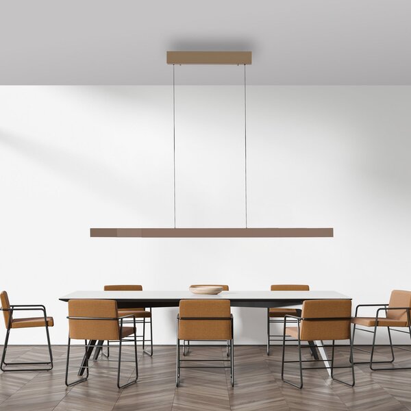 Paul Neuhaus LED viseča svetilka Adriana Square, bronasta, navzgor/navzdol, zatemnjen, Bronasta / starinska medenina, Dnevna soba / jedilnica, Aluminij, Sodobni