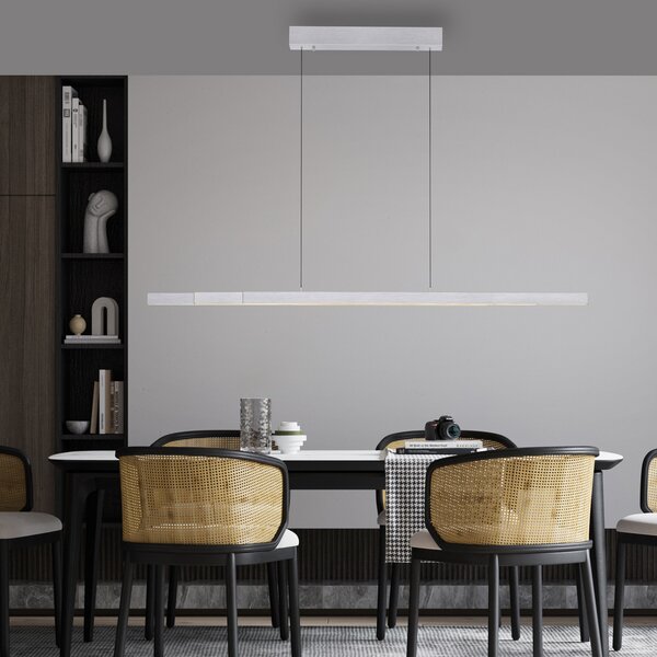 Paul Neuhaus LED viseča svetilka Adriana Comfort Lift, aluminij, CCT, zatemnjen, Kovinska, Dnevna soba / jedilnica, Aluminij, Sodobni