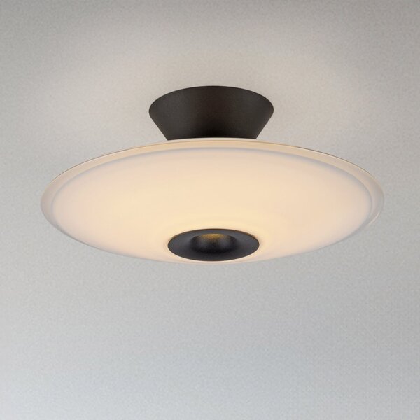 Paul Neuhaus LED stropna svetilka Elipsa, bela/črna, Ø 35 cm, zatemnjen, Črna, Dnevna soba / jedilnica, Steklo