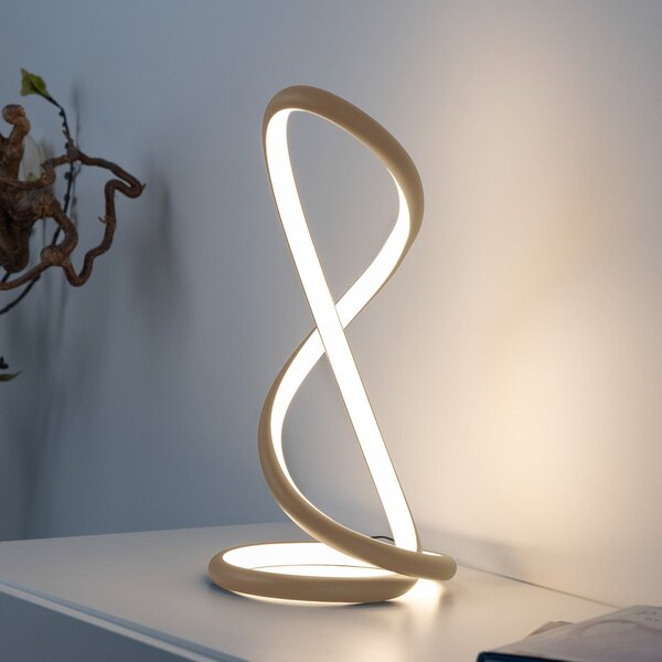 Paul Neuhaus LED namizna svetilka Twist, peščena barva, višina 42 cm, zatemnjen, Bež, spalnica, Aluminij, Sodobni
