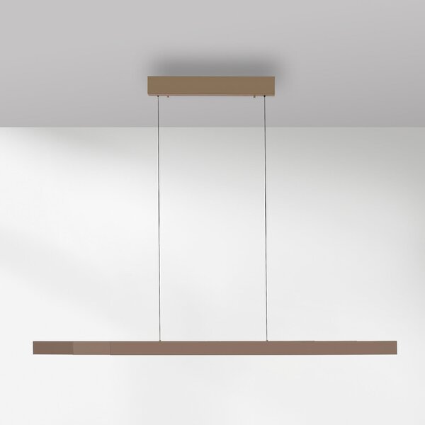 Paul Neuhaus LED viseča svetilka Adriana Square, bronasta, navzgor/navzdol, zatemnjen, Bronasta / starinska medenina, Dnevna soba / jedilnica, Aluminij, Sodobni